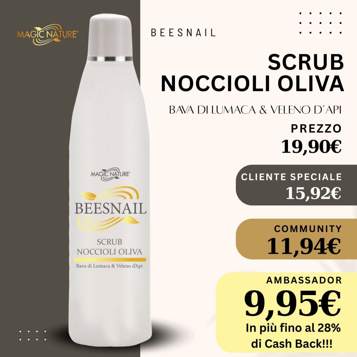 SCRUB BEESNAIL NOCCIOLI OLIVA 250 ML