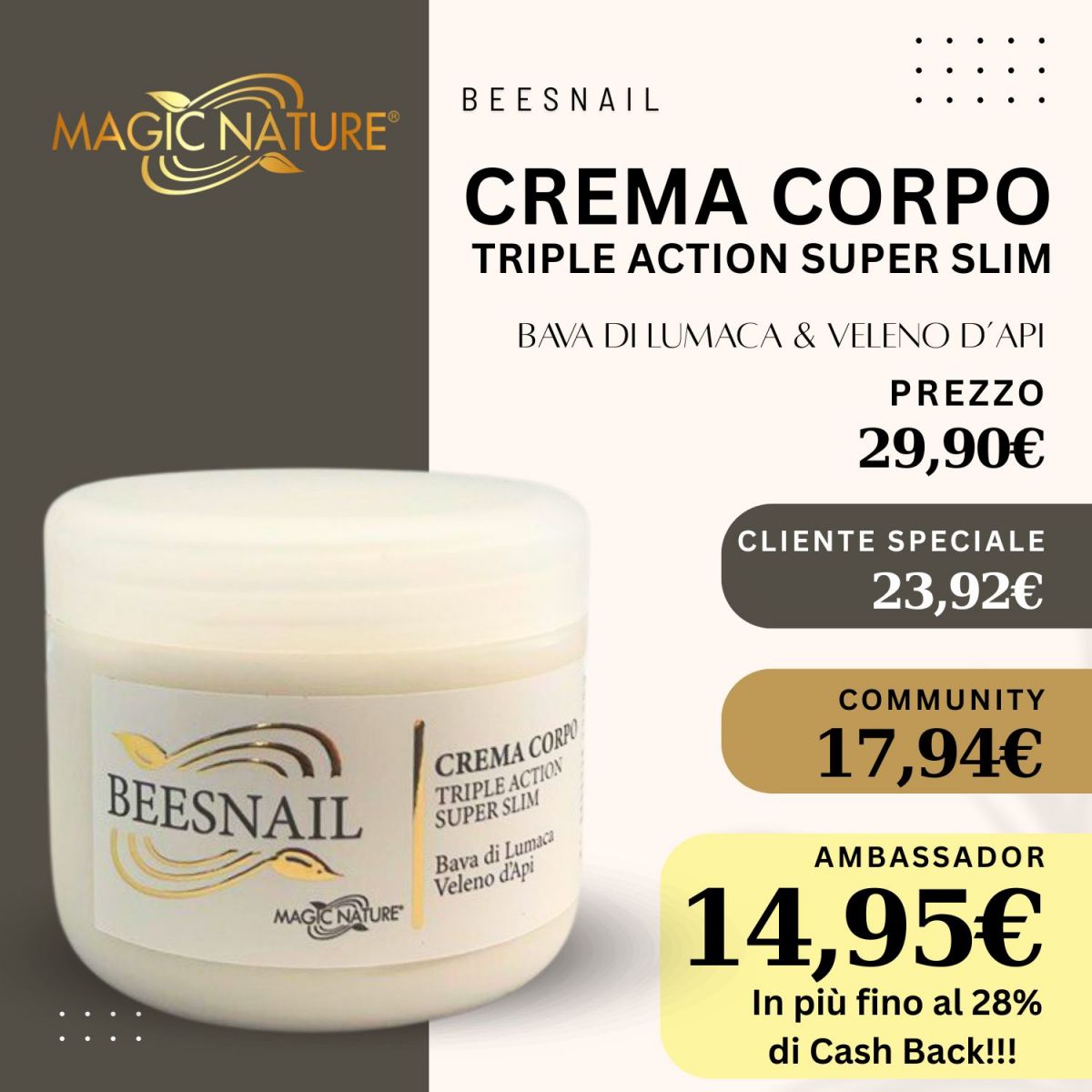 CREMA BEESNAIL EMULS.CORPO 250 ml TRIPLE ACTION