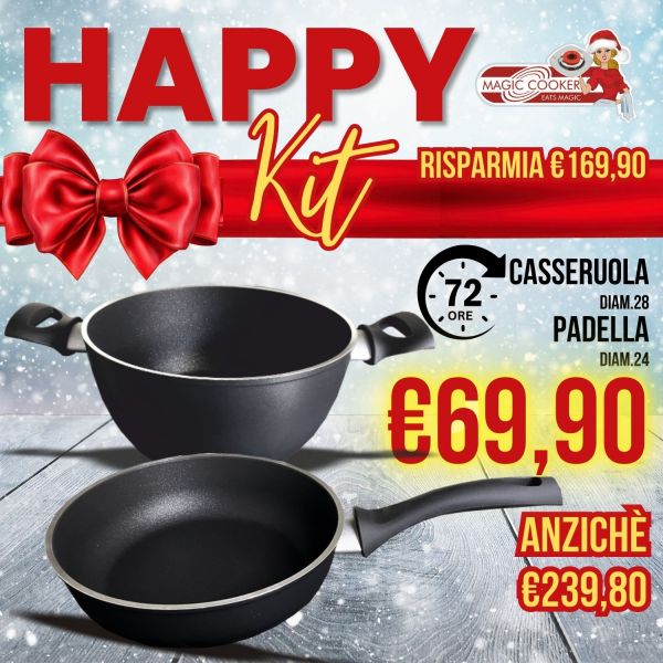 KIT ON BOARD: CASSERUOLA 28 PERFECTA H 13,5 + TEGAME 24 1 MANICO 4MM H7 INDUZIONE 