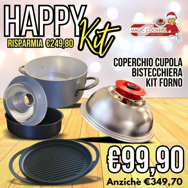 KIT ON BOARD: ART CUPOLA SANPIETRO CLASSIC + GRILL RIGATA 42x34 2 MANICI + KIT FORNO