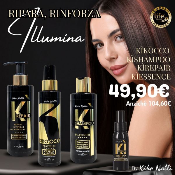 KIT ON BOARD: KIKOCCO INSTANT LAMINATION 100 ML + KI-SHAMPOO + KI-REPAIR + KI-ESSENCE