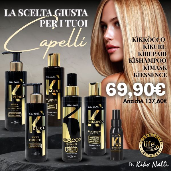 KIT ON BOARD: KIKOCCO INSTANT LAMINATION 100 ML + KI-KURL + KI-REPAIR + KI-SHAMPOO + KI-MASK + KI-ESSENCE