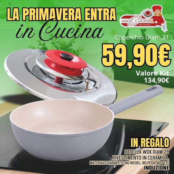 KIT ON BOARD: ART TONDO 31 CLASSIC + SALTAPASTA KOLORADOS DIAM. 28 RIVESTIMENTO IN CERAMICA - INDUZIONE - COLORE GRIGIO