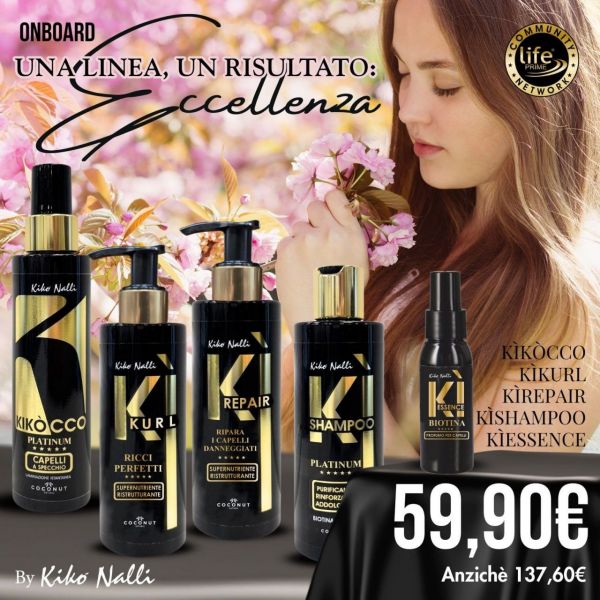 KIT ON BOARD: KIKOCCO INSTANT LAMINATION 100 ML + KI-REPAIR + KI-KURL + KI-SHAMPOO + KI-ESSENCE