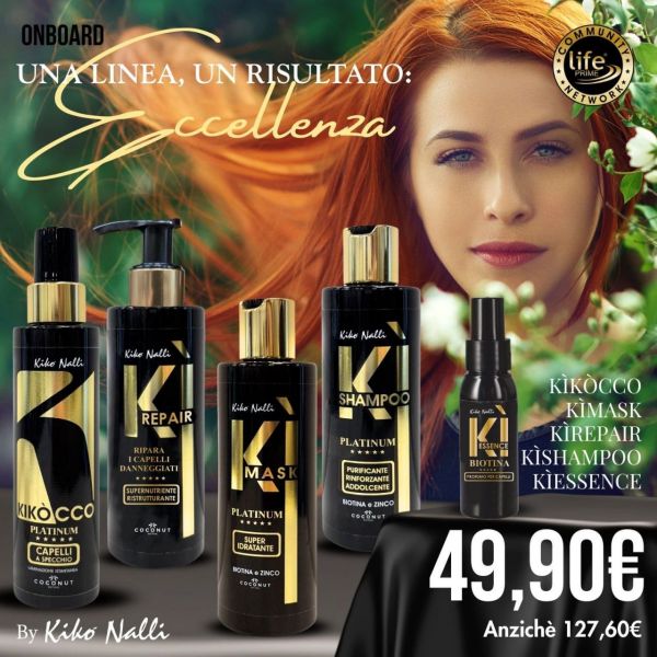 KIT ON BOARD: KIKOCCO INSTANT LAMINATION 100 ML + KI-MASK + KI-REPAIR + KI-SHAMPOO + KI-ESSENCE