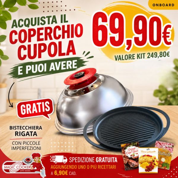 KIT ON BOARD: ART CUPOLA SANPIETRO CLASSIC + GRILL RIGATA 42x34 PICCOLE IMPERFEZIONI