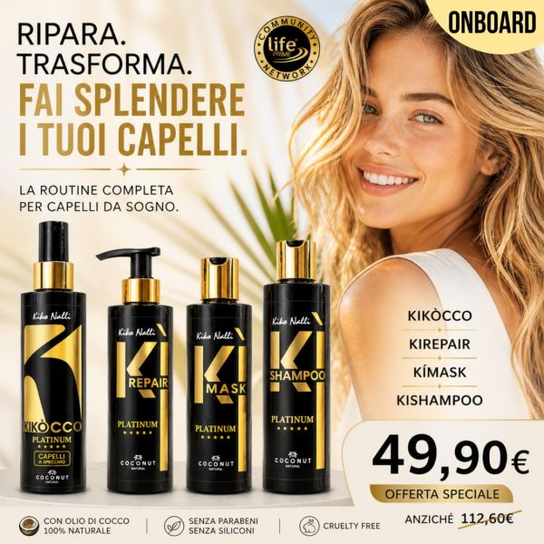 KIT ON BOARD: KIKOCCO INSTANT LAMINATION 100 ML + KI-SHAMPOO + KI-MASK + KI-REPAIR