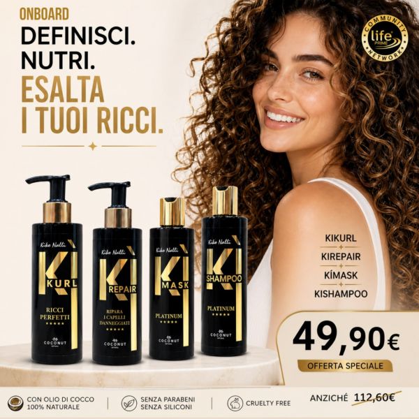 KIT ON BOARD: KI-KURL + KI-SHAMPOO + KI-MASK + KI-REPAIR