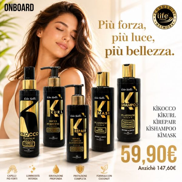 KIT ON BOARD: KIKOCCO INSTANT LAMINATION 100 ML + KI-KURL + KI-REPAIR + KI-SHAMPOO + KI-MASK