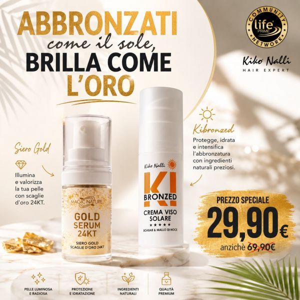 CREMA VISO SOLARE 50 ML + SIERO GOLD SCAGLIE D'ORO 24KT 30 ML
