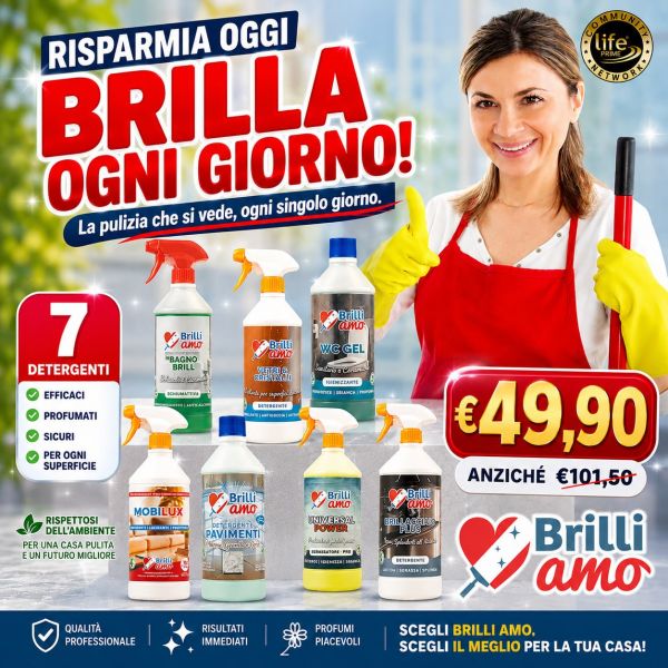 KIT ON BOARD: BAGNOBRILL + VETRI E CRISTALLI + WC GEL + MOBILUX + LAVAPAVIMENTI MARMO GRANITO E GRES + UNIVERSAL POWER + BRILLACCIAIO PLUS