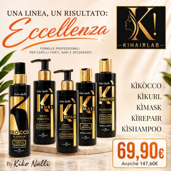 KIT ON BOARD: KIKOCCO INSTANT LAMINATION 100 ML + KI-KURL + KI-MASK + KI-REPAIR + KI-SHAMPOO