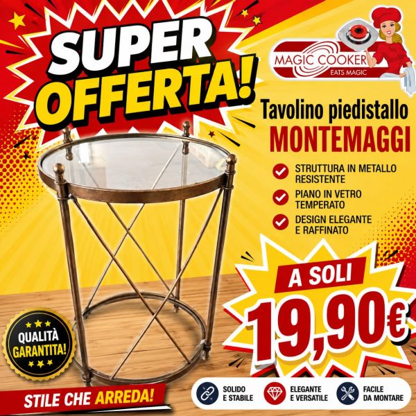 TAVOLINO PIEDISTALLO CON DUE VETRI MONTEMAGGI