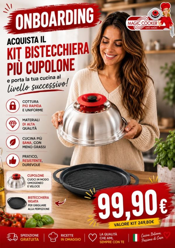 KIT ONBOARDING: ART CUPOLA SANPIETRO CLASSIC + GRILL RIGATA 42x34 2 MANICI