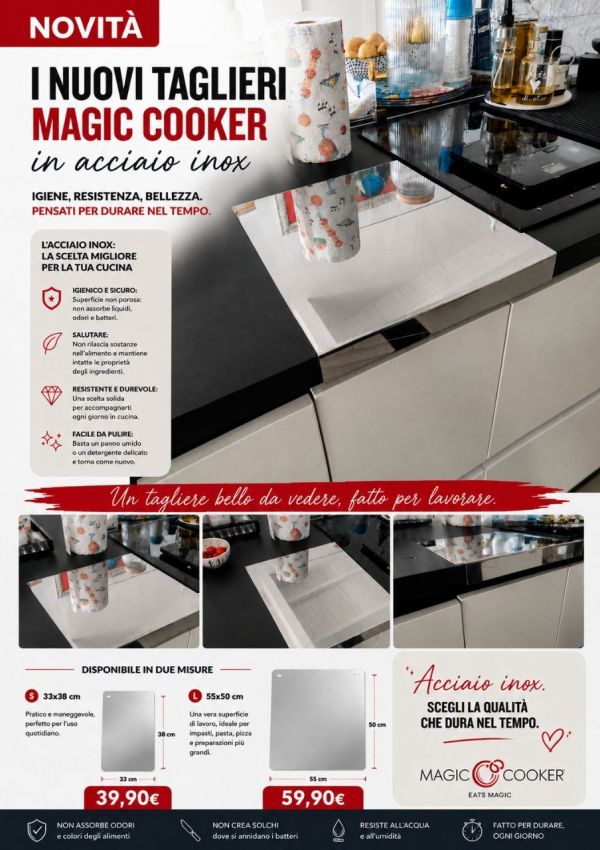 NUOVO TAGLIERE MAGIC COOKER S 33X38 IN ACCIAIO INOX