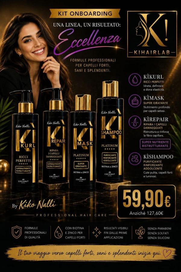 KIT ONBOARDING: KIKURL + KI-REPAIR + KI-MASK + KI-SHAMPOO