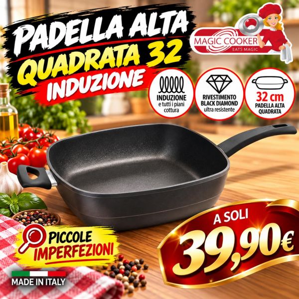PADELLA QUADRATA 32 BLACK PICCOLE IMPERFEZIONI