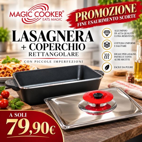 KIT BLACK DIAMOND: ART RETTANGOLARE CLASSIC + LASAGNERA RETTANGOLARE 38 x 28  PICCOLE IMPERFEZIONI