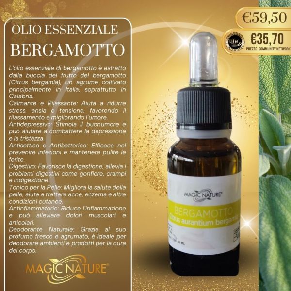 OLIO ESSENZIALE BERGAMOTTO PURO 20 ML