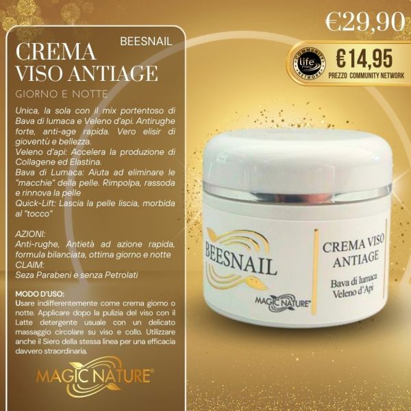 CREMA ANTIAGE BEESNAIL VISO 50ML (BAVA DI LUMACA E VELENO D'APE)