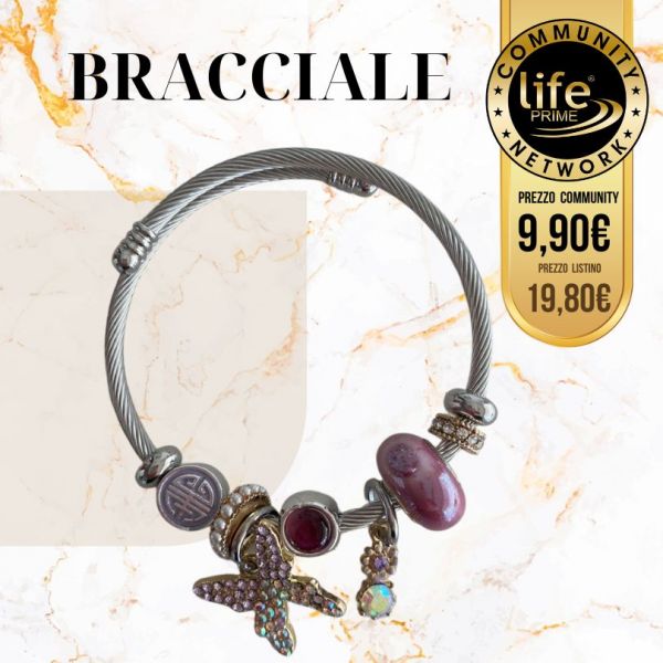 BRACCIALE RIGIDO CON CHARM VIOLA