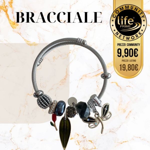 BRACCIALE RIGIDO CON CHARM BLU