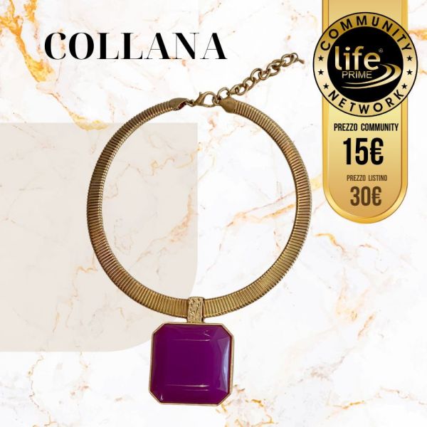 COLLANA COLORE ORO CON CIONDOLO VIOLA