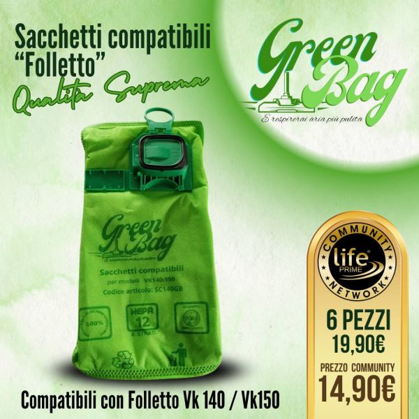 SACCHETTO COMPATIBILE GREEN BAG SC140GB (CONFEZIONE 6 PZ)