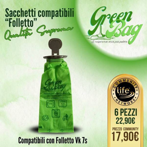 SACCHETTO COMPATIBILE GREEN BAG SC007GB (CONFEZIONE 6 PZ)