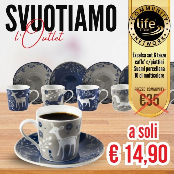 SUOMI 6 TAZZE CAFFE' CON PIATTINO