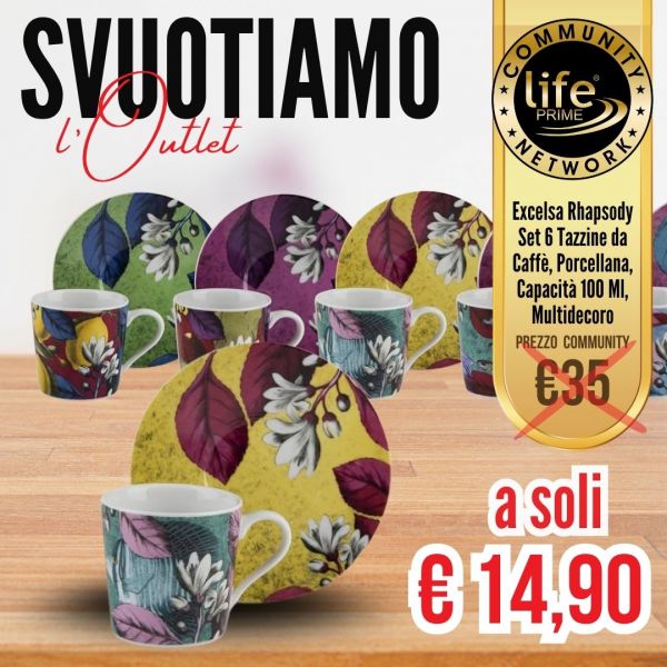 RHAPSODY 6 TAZZE CAFFE' CON PIATTINO