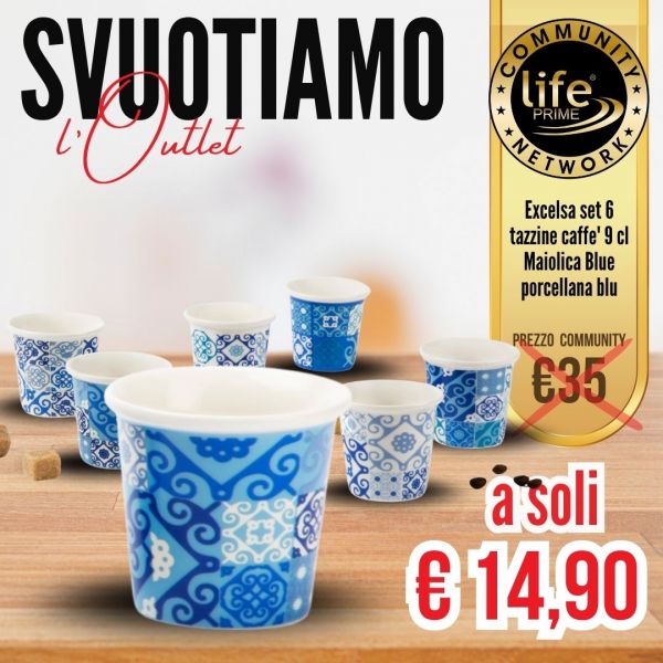 MAIOLICHE BLUE 6 BICCHIERINI CAFFE'