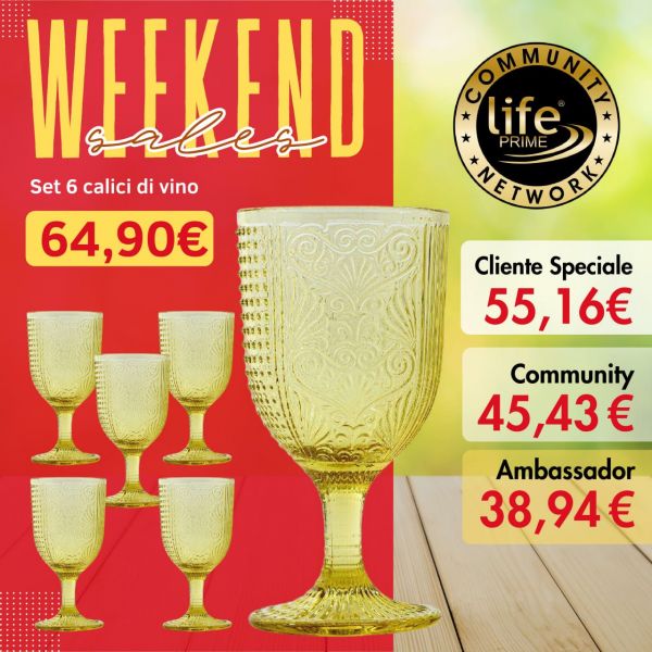 SET 6 CALICI VINO COLORE GIALLO