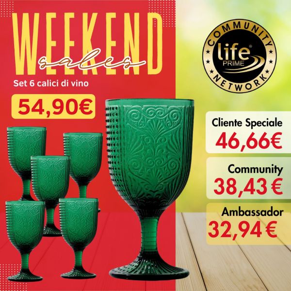 SET 6 CALICI VINO COLORE VERDE
