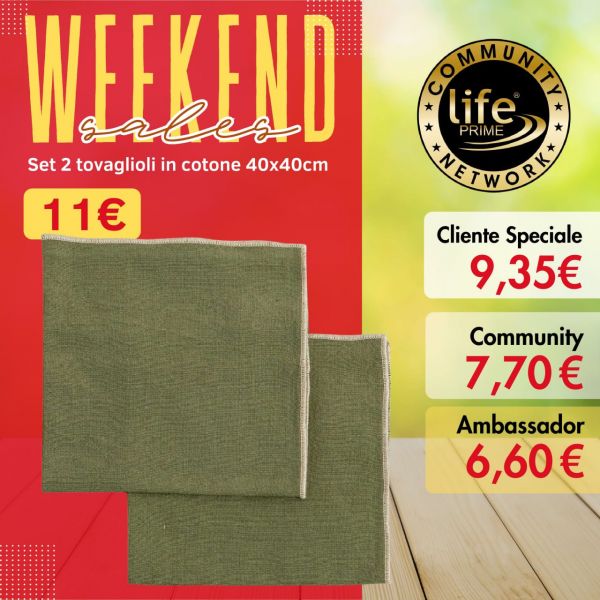 SET 2 TOVAGLIOLI IN COTONE 40 x 40 cm