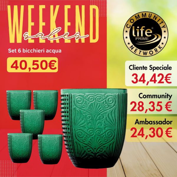 SET 6 BICCHIERI ACQUA COLORE VERDE