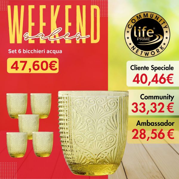 SET 6 BICCHIERI ACQUA COLORE GIALLO