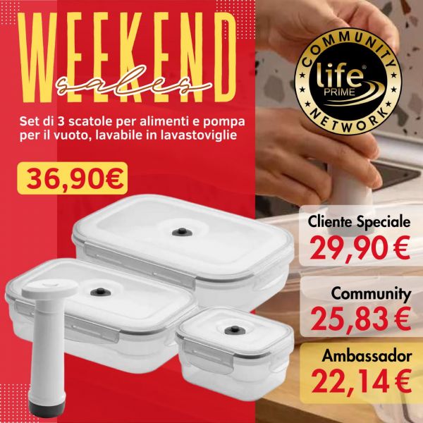 SET DI 3 SCATOLE PER ALIMENTI E POMPA PER IL VUOTO, LAVABILE IN LAVASTOVIGLIE
