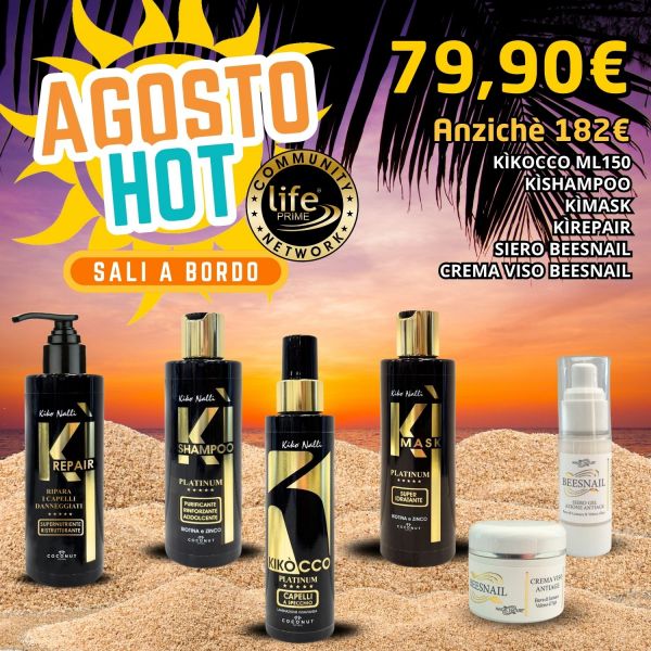 KIT ON BOARD: KIKOCCO INSTANT LAMINATION 150 ML + KI-SHAMPOO + KI-MASK + KI-REPAIR + SIERO BEESNAIL AZIONE RAPIDA 30 ML + CREMA ANTIAGE BEESNAIL VISO 50ML 