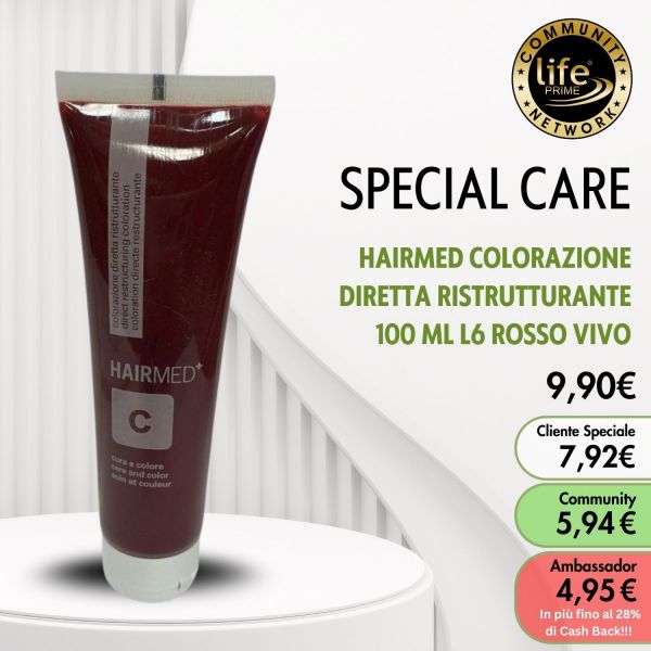 HAIRMED COLORAZIONE DIRETTA RISTRUTTURANTE 100 ML L6 ROSSO VIVO