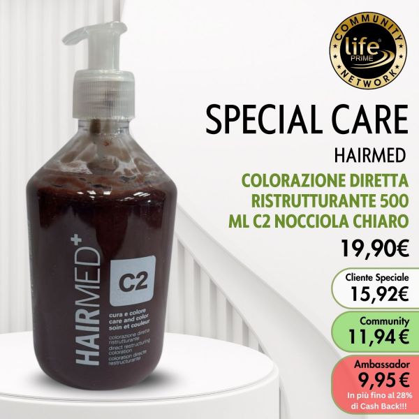HAIRMED COLORAZIONE DIRETTA RISTRUTTURANTE 500 ML C2 NOCCIOLA CHIARO