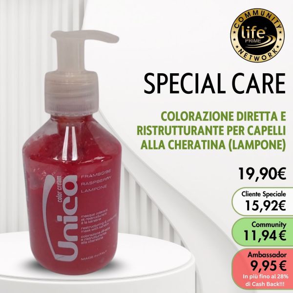 COLORAZIONE DIRETTA E RISTRUTTURANTE PER CAPELLI ALLA CHERATINA (LAMPONE)