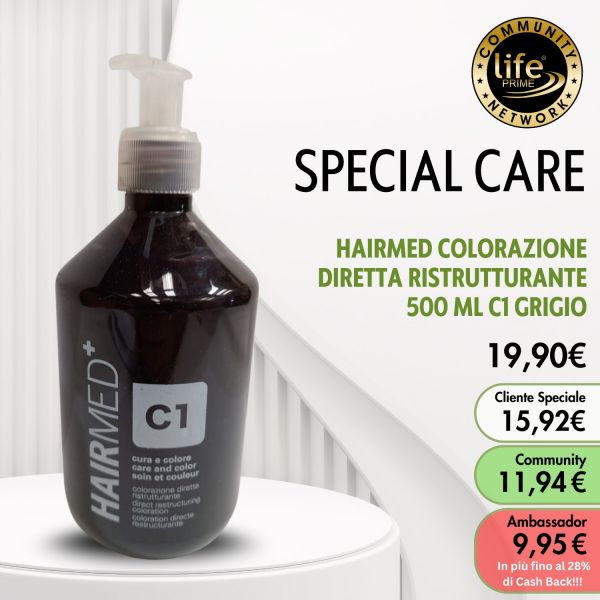HAIRMED COLORAZIONE DIRETTA RISTRUTTURANTE 500 ML C1 GRIGIO