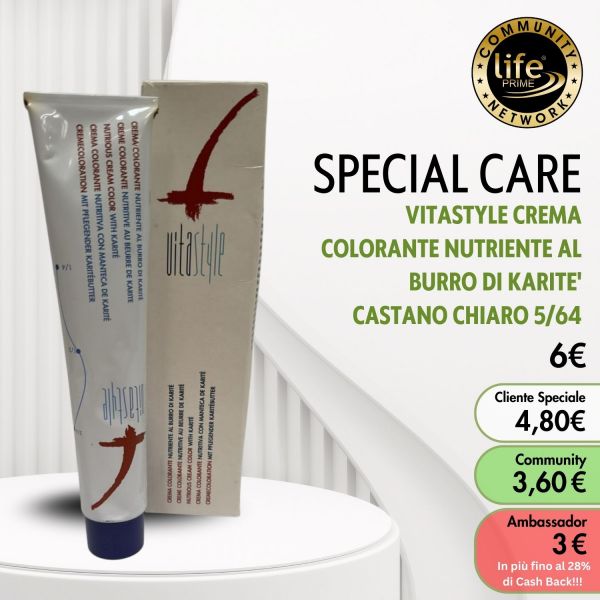 VITASTYLE CREMA COLORANTE NUTRIENTE AL BURRO DI KARITE'  CASTANO CHIARO 5/64