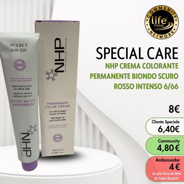 NHP CREMA COLORANTE PERMANENTE BIONDO SCURO ROSSO INTENSO 6/66