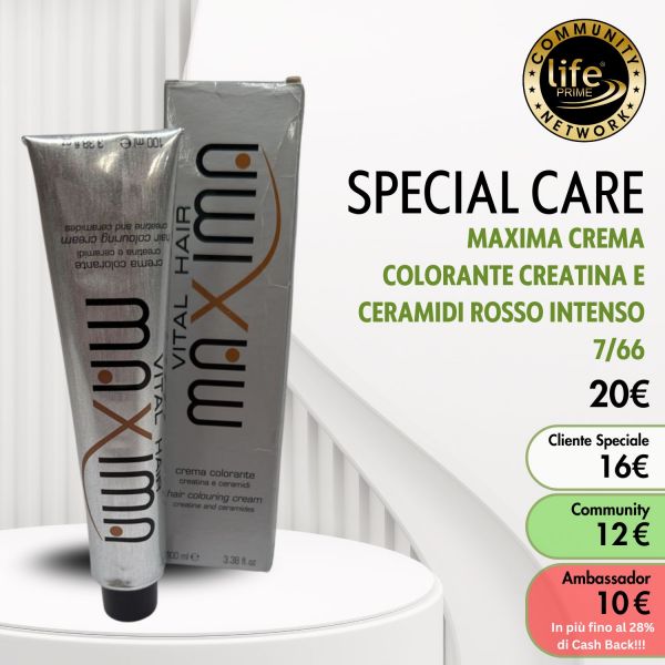 MAXIMA COLORAZIONE PROFESSIONALE CON CHERATINA E CERAMIDE ROSSO INTENSO 7/66