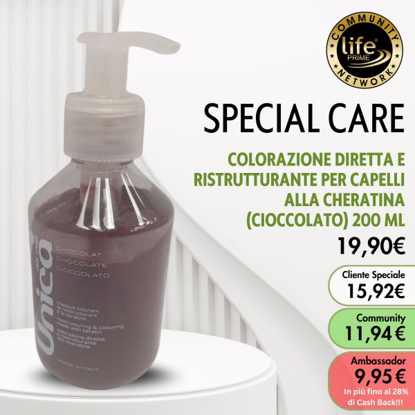COLORAZIONE DIRETTA E RISTRUTTURANTE PER CAPELLI ALLA CHERATINA (CIOCCOLATO) 200 ML