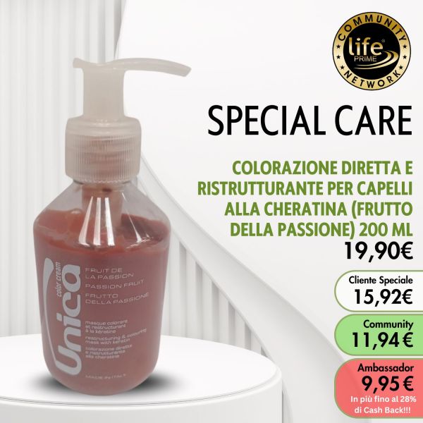 COLORAZIONE DIRETTA E RISTRUTTURANTE PER CAPELLI ALLA CHERATINA (FRUTTO DELLA PASSIONE) 200 ML