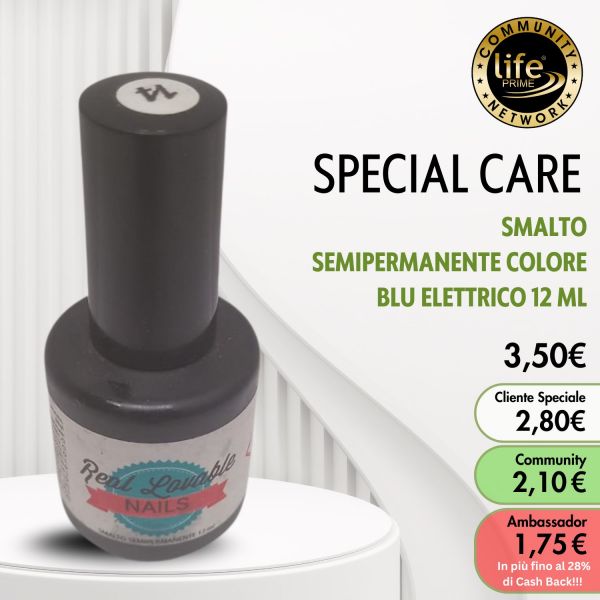 SMALTO SEMIPERMANENTE COLORE BLU ELETTRICO 12 ML 